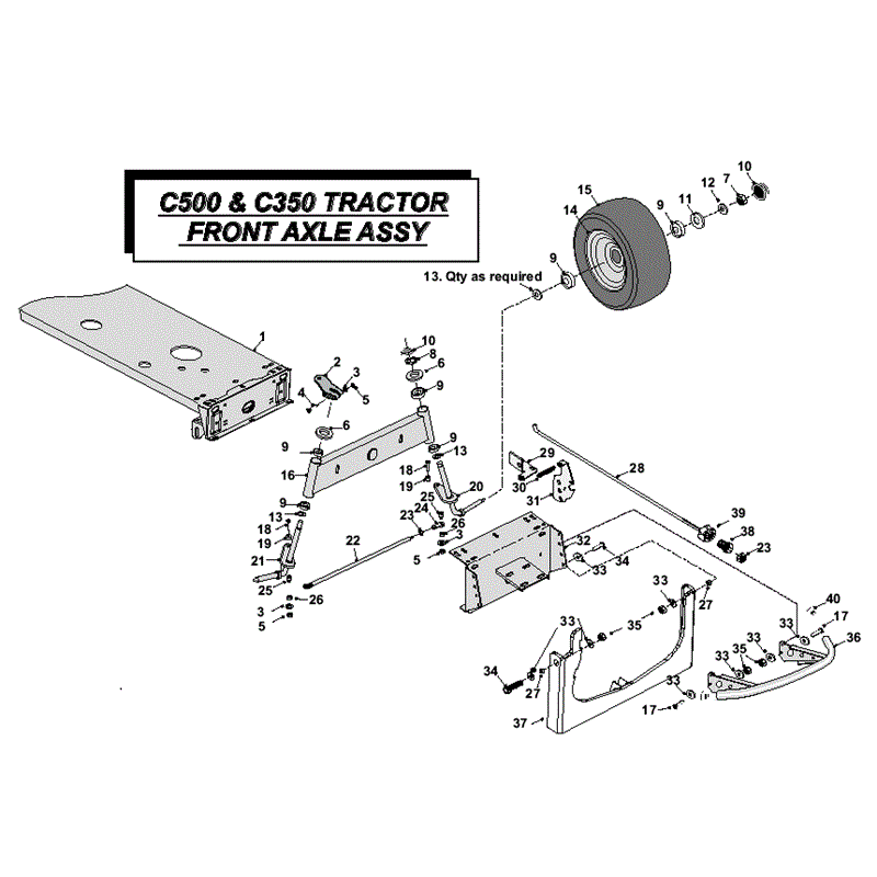 Countax C500 & C350 Kohler Lawn Tractor 2011 (2011) Parts Diagram, Front Axle Assembly