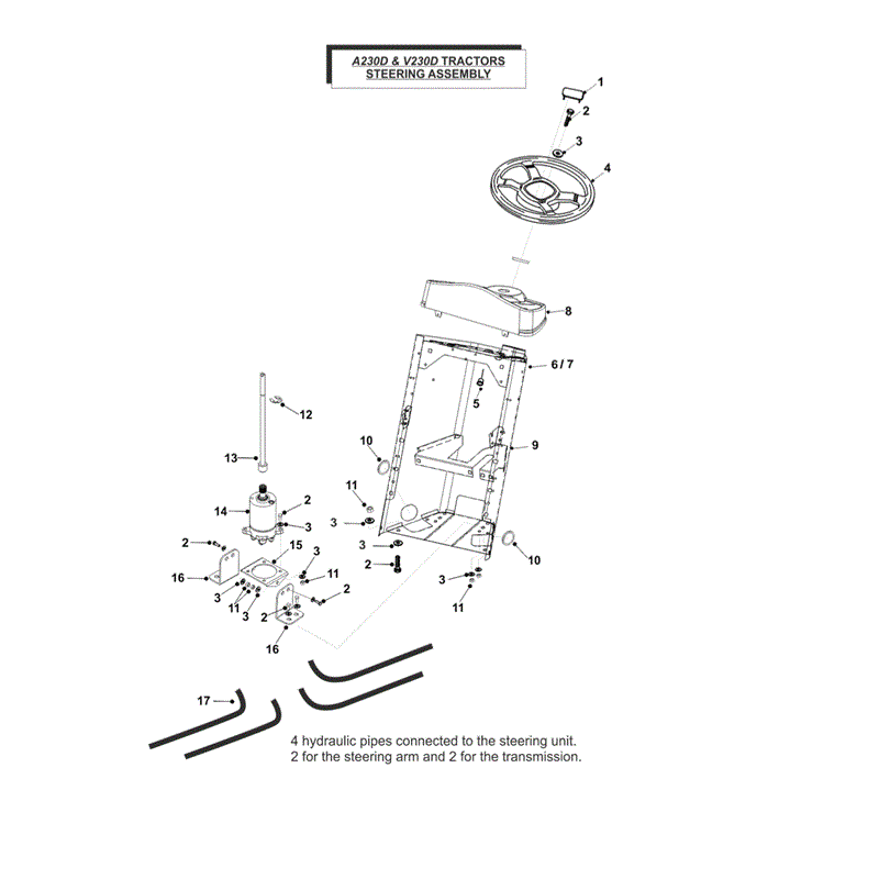 Westwood V230D Tractor 2013-2015 (2013-2015) Parts Diagram, Steering Assembly
