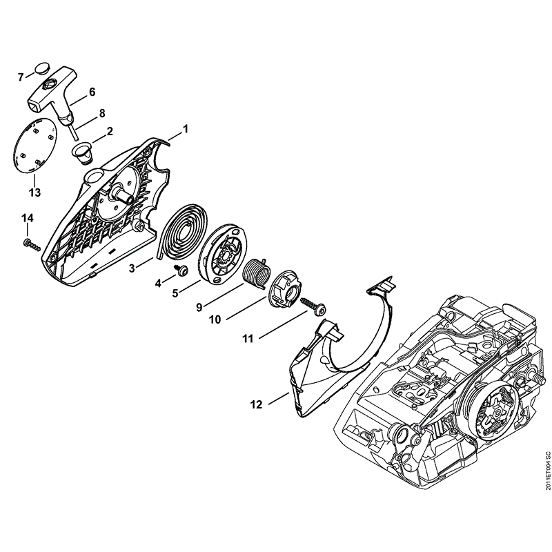 Stihl MS 150 Chainsaws (MS150 CE 2 Mix) Parts Diagram, Rewind starter