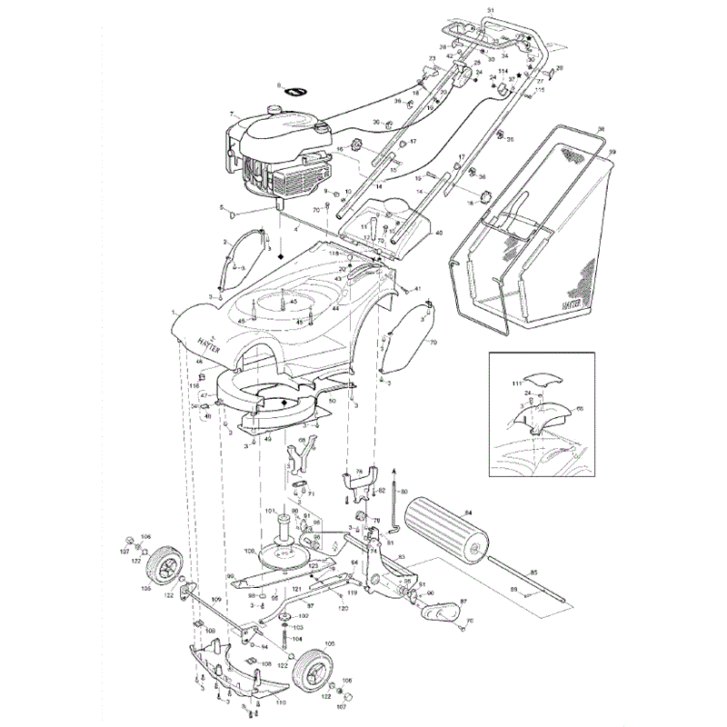 Hayter Harrier 41 (410) Lawnmower (410E280000001-410E280999999) Parts Diagram, Mainframe Assembly