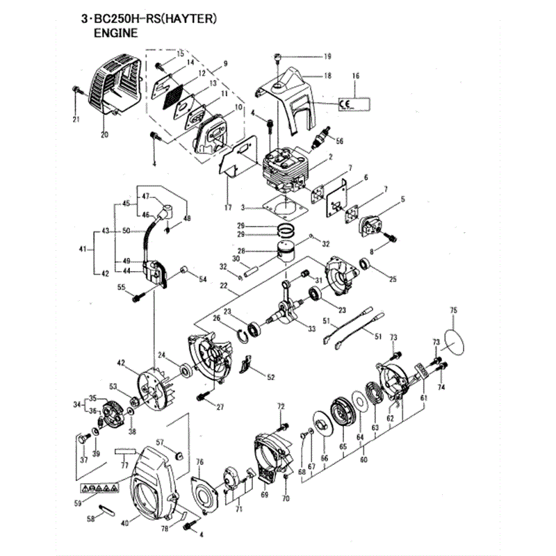 Hayter 462C Brushcutter (462C) Parts Diagram, Engine