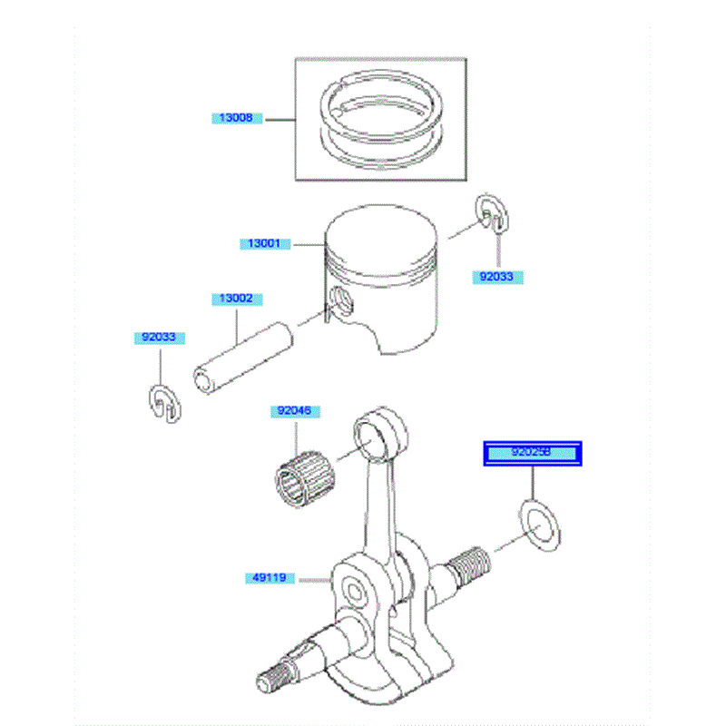 Kawasaki KBL23A (HA023F-AS51) Parts Diagram, Piston - Crankshaft