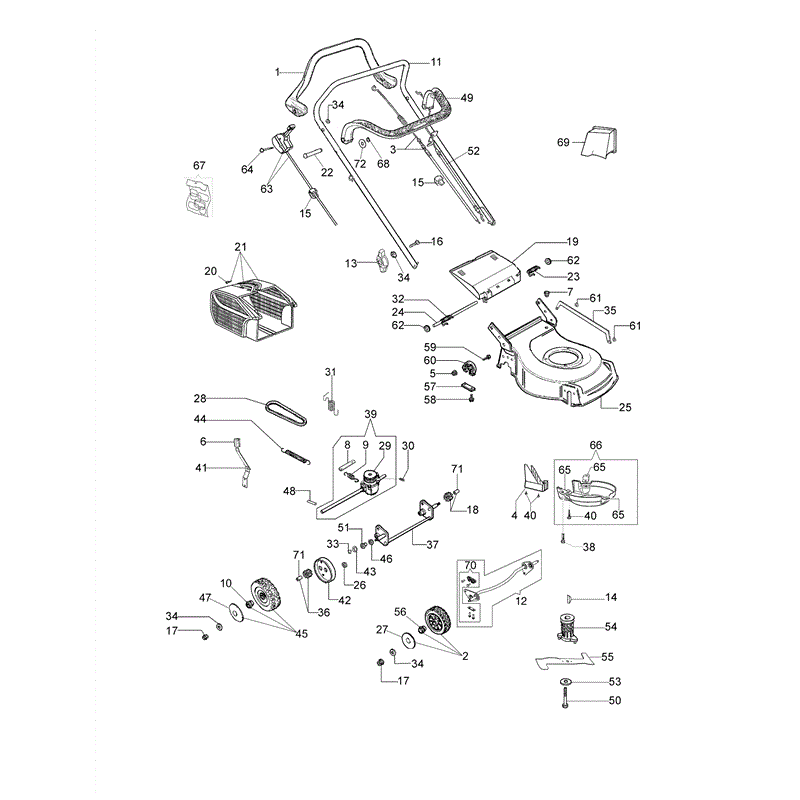 Efco LR 53 TK Comfort (K650) Emak Engine Lawnmower (LR 53 TK Comfort (K650)) Parts Diagram, LR 53 TK Comfort (K650)
