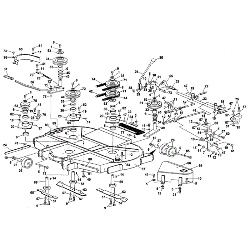 1995 T & 1000 SERIES WESTWOOD TRACTORS (1995) Parts Diagram, 48" Contra-Rotating Cutter Deck Part No. 8858