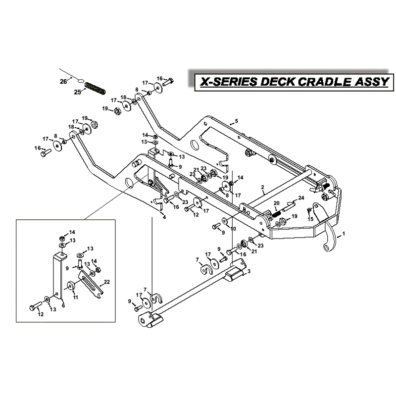 Countax X Series Rider 2009 (2009) Parts Diagram, Deck Cradle Assembly