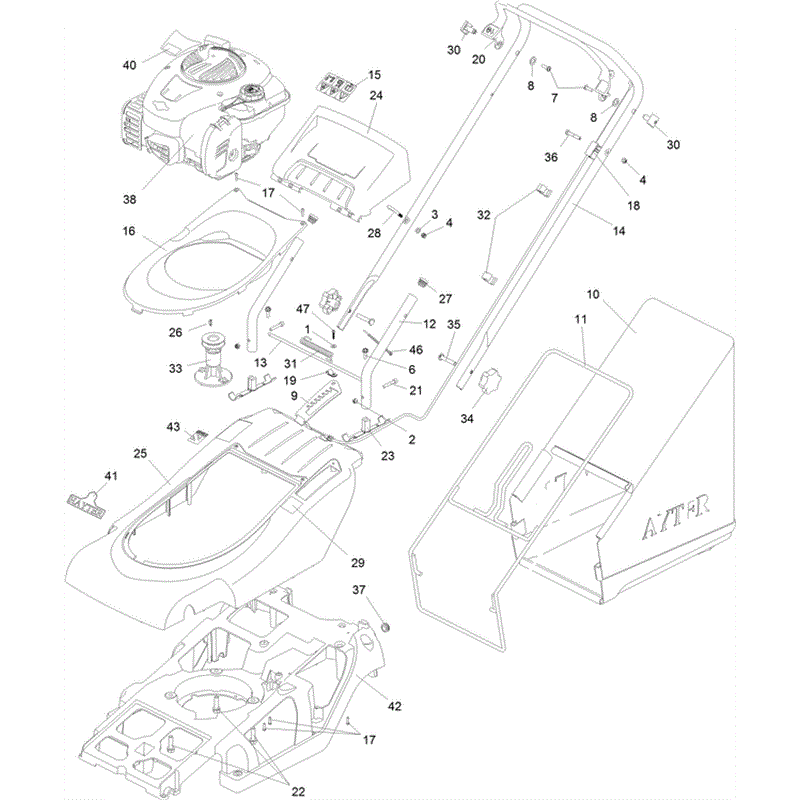 Hayter Spirit 41 Wheeled Lawnmower (616) (616J315000001 and up) Parts Diagram, Upper Assembly