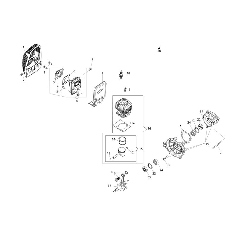 Oleo-Mac BC 22 S (Euro1) (BC 22 S (EURO 1)) Parts Diagram, Engine
