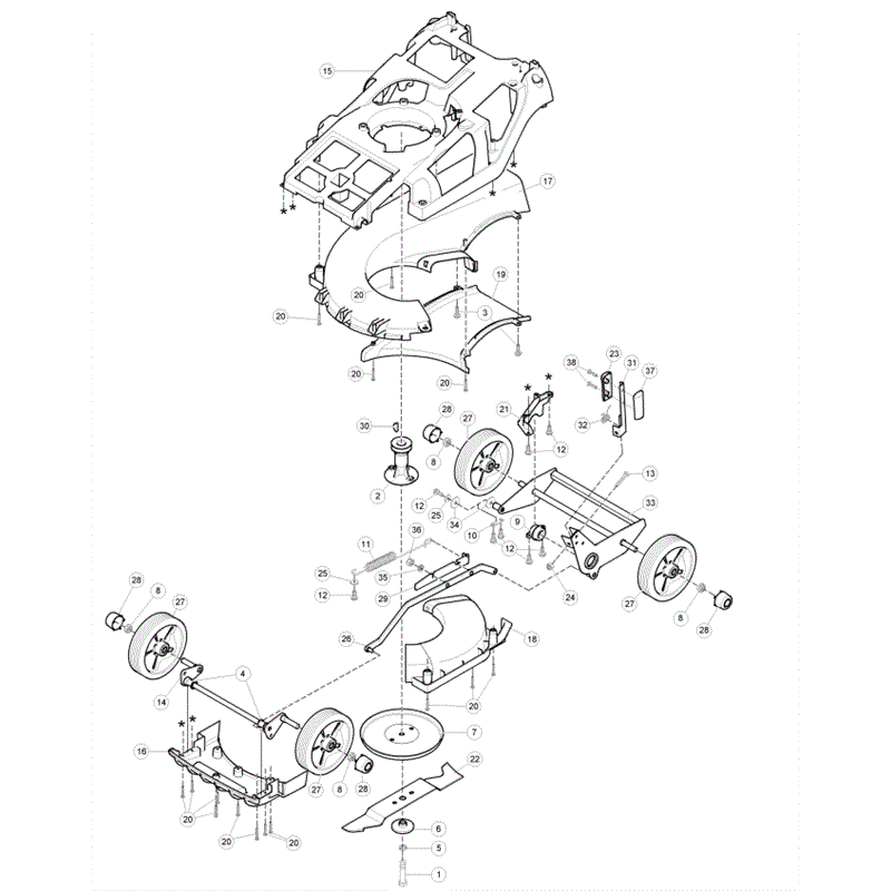 Hayter Spirit 41 Wheeled Lawnmower (616) (616D260000001-616D260999999) Parts Diagram, Lower Main Frame Assembly