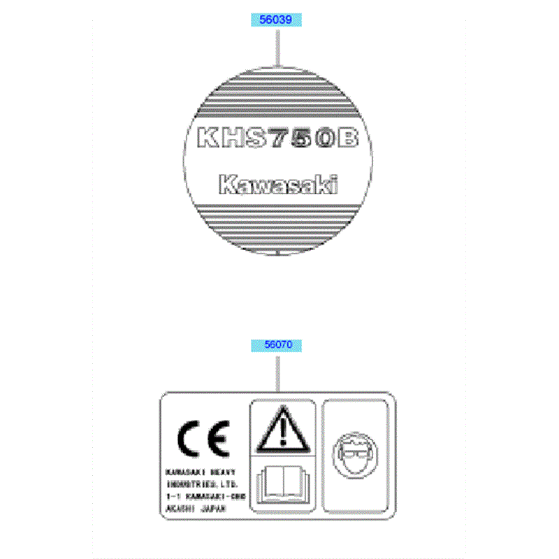 Kawasaki KHS750A  (HB750B-BS50) Parts Diagram, Labels