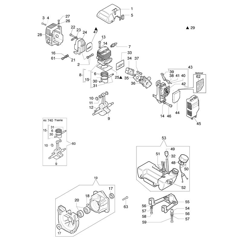 Oleo-Mac 740 T (740 T) Parts Diagram, Engine