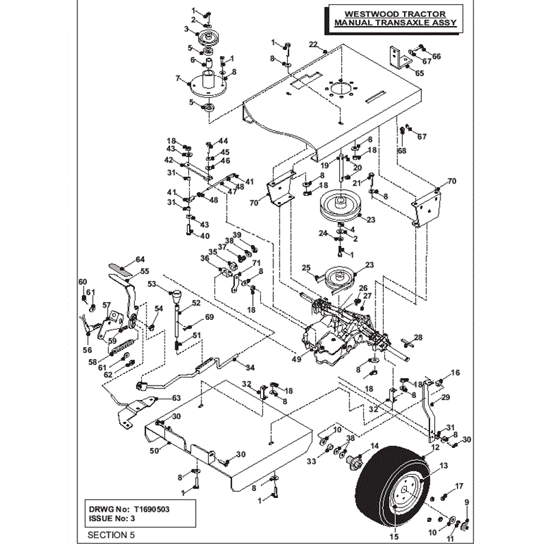 Westwood 2004 - 2005 S&T Series Lawn Tractors (2004-2005) Parts Diagram, Manual transaxle assembly