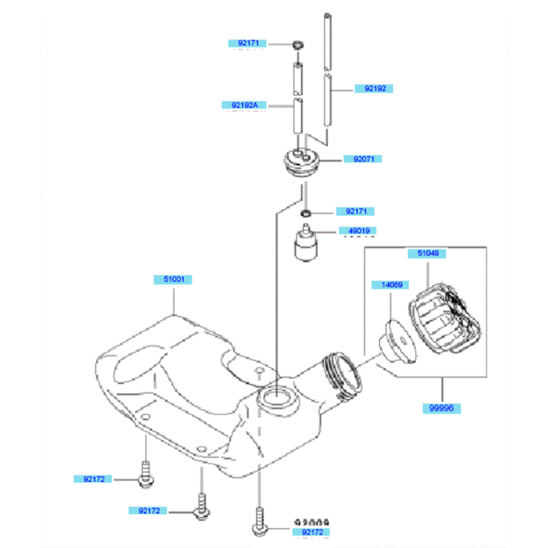 Kawasaki KCL525A (HK525A-BS50) Parts Diagram, Fuel Tank & Fuel Valve