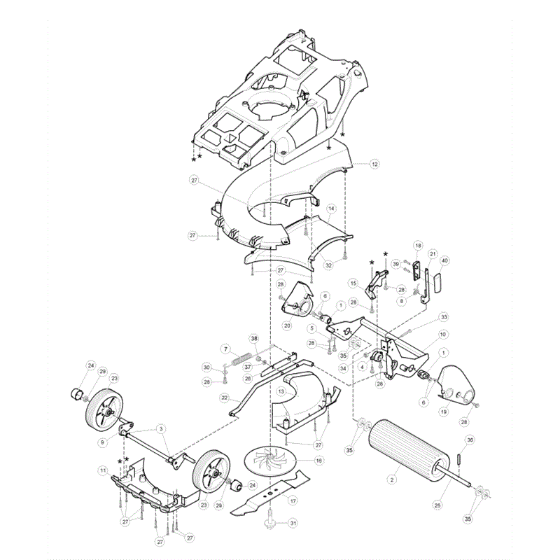 Hayter Spirit 41 Electric Lawnmower (615) (615D260000001-615D260999999) Parts Diagram, Lower Assembly