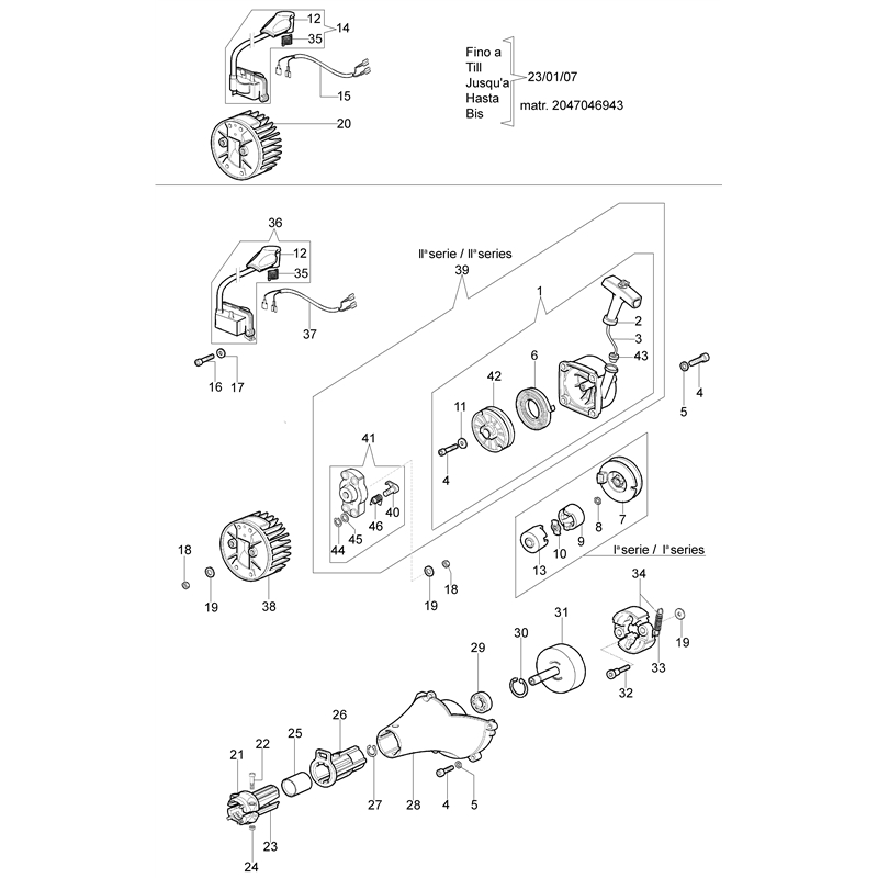 Oleo-Mac SPARTA 42 S (SPARTA 42 S) Parts Diagram, Starter assy and clutch