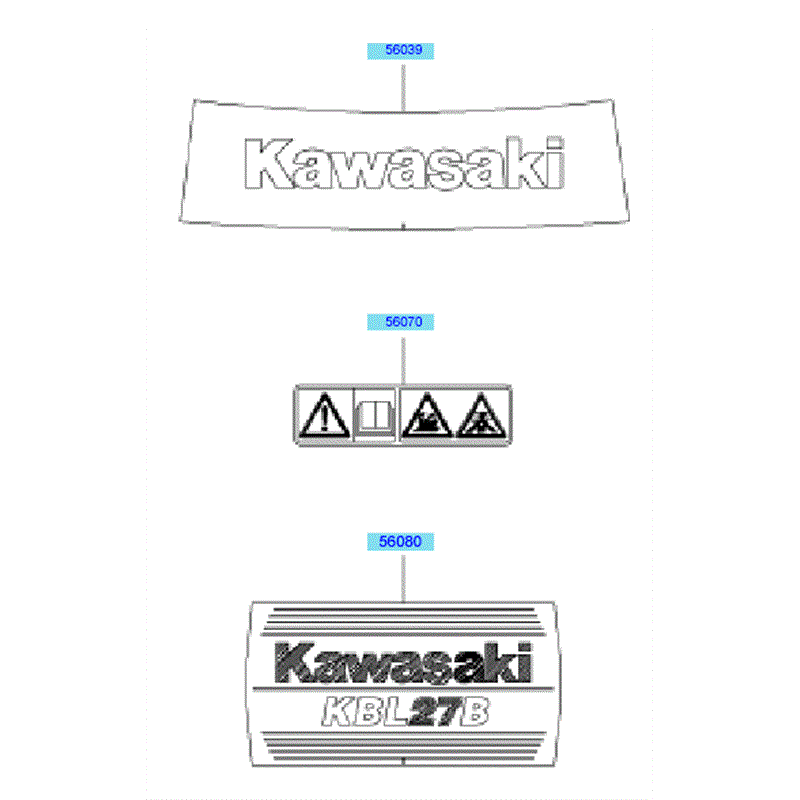 Kawasaki KBL27B (HA027S-BS50) Parts Diagram, Labels