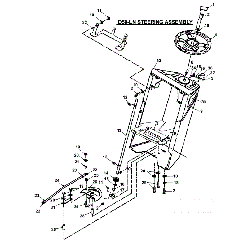 Countax D50LN  Lawn Tractor 2008 (2008) Parts Diagram, Steering Assembly