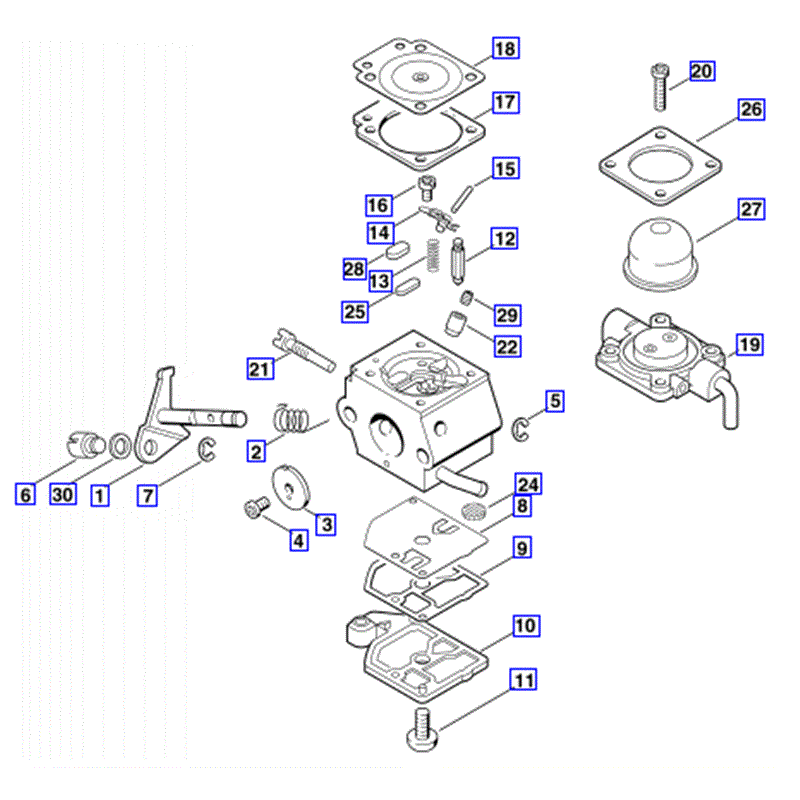 Stihl FS 55 Brushcutter (FS55) Parts Diagram, CARBURETOR C1Q-S53A