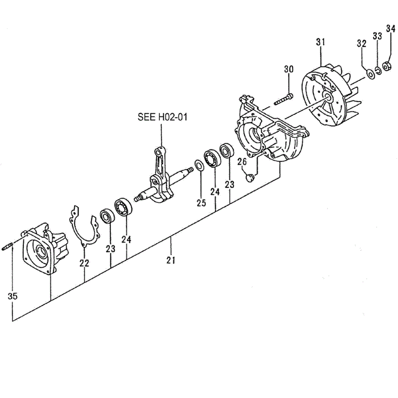 Tanaka THT-210-B (1624-H02) Parts Diagram, CRANK CASE