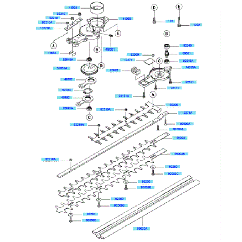 Kawasaki KHD600A (HB600B-AS50) Parts Diagram, Case/ Cutter