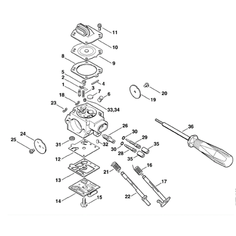 Stihl MS 290 Chainsaw (MS290) Parts Diagram, Carb. HD-18B-HD-21B (only USA)