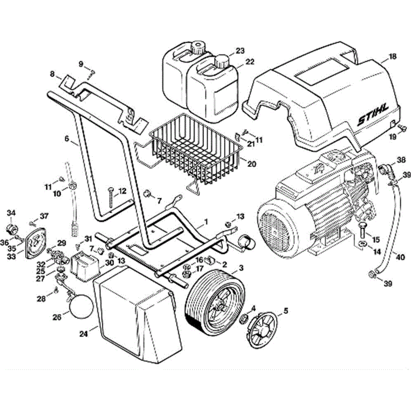 Stihl RB 400 K Pressure Washer (RB 400 K) Parts Diagram, A-Chassis RE 400 K