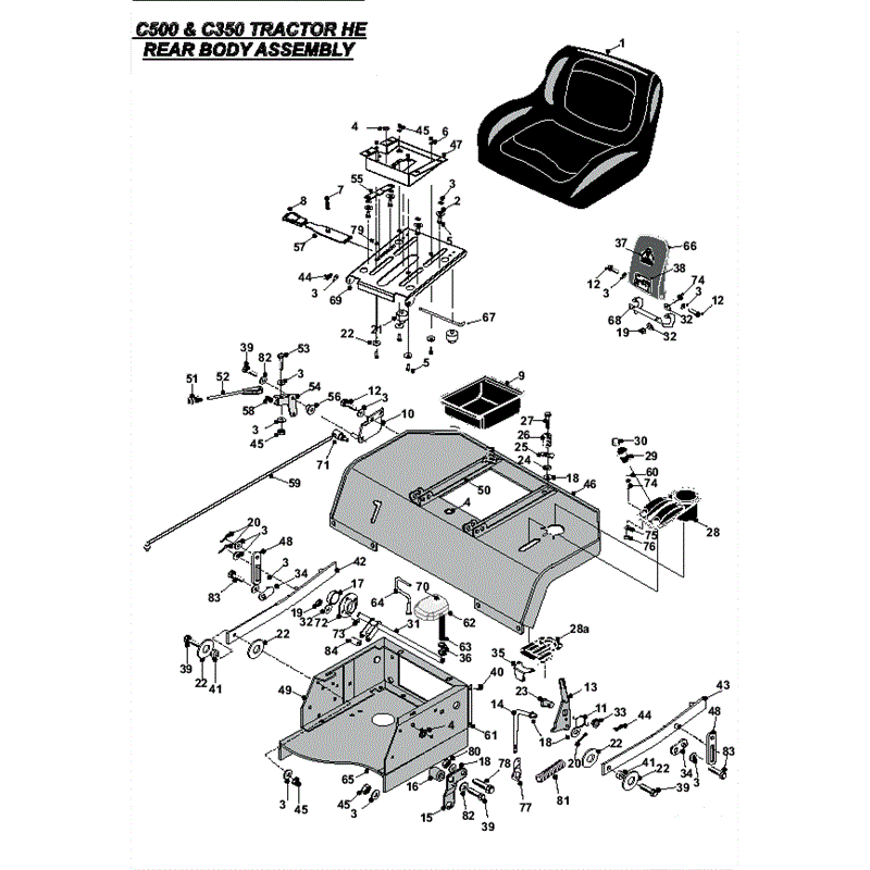 Countax C500 & C350 Kohler Lawn Tractor 2011 (2011) Parts Diagram, HE Rear Body Assembly