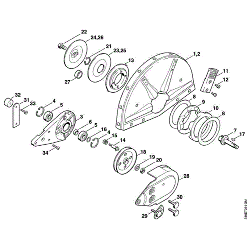 Stihl TS 350 Disc Cutter (TS350) Parts Diagram, H-Support with guard