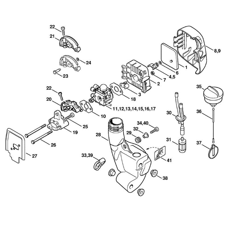 Stihl FS 45 Brushcutter (FS45-Z) Parts Diagram, Air filter, Fuel tank