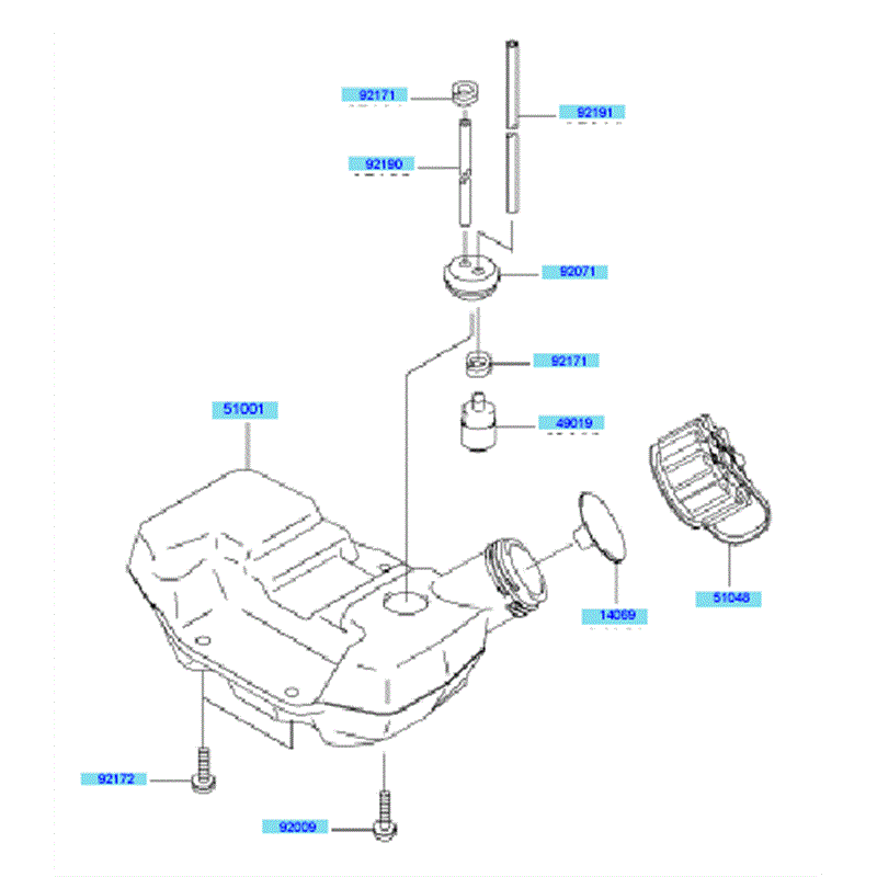 Kawasaki KBL27A (HA027F-BS51) Parts Diagram, Fuel Tank - Fuel Valve
