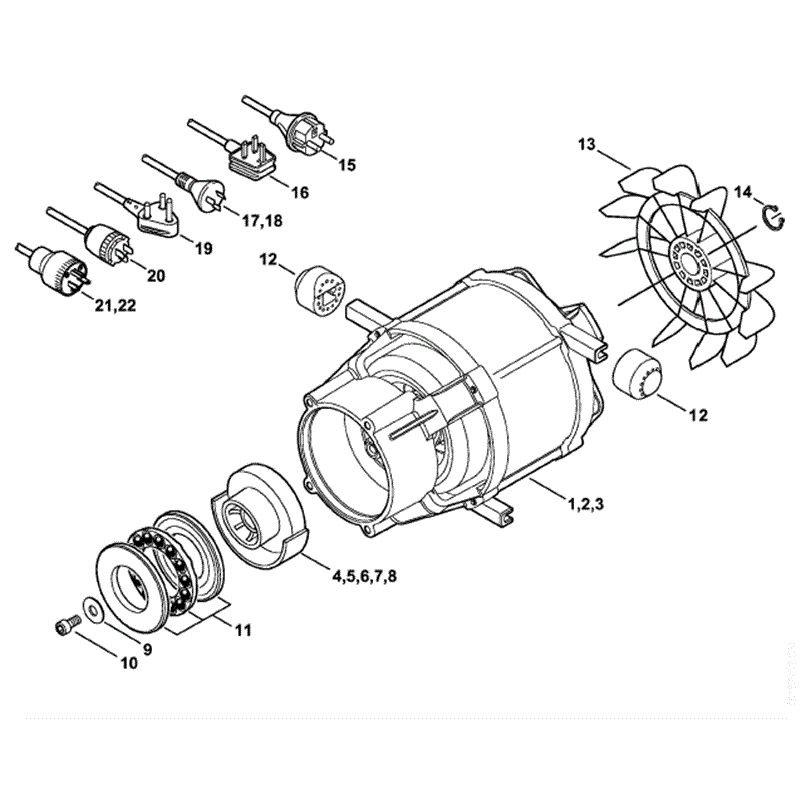 Stihl RE 128 PLUS Pressure Washer (RE 128 PLUS) Parts Diagram, Electric motor