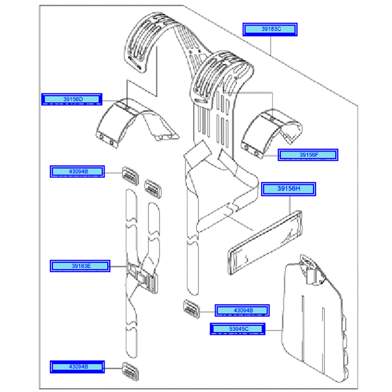 Kawasaki KBL45A (HA045A-AS50) Parts Diagram, Hanger