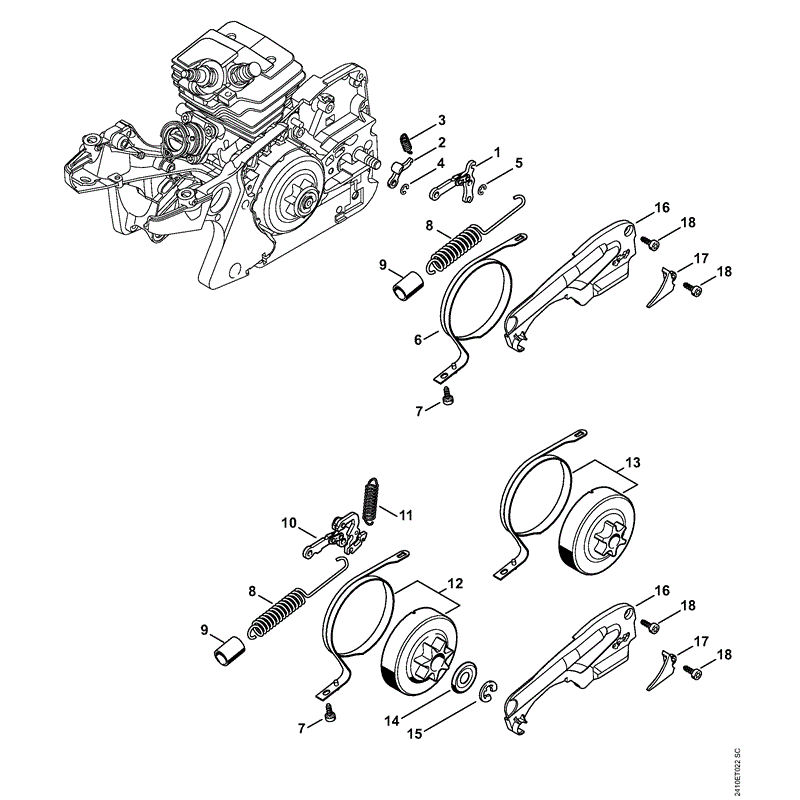 Stihl MS 241 Chainsaw (MS241 CM2-Mix) Parts Diagram, Chain brake
