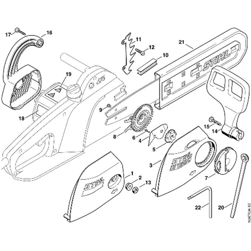 Stihl E 140 Electric Chainsaw (E 140) Parts Diagram, D-Quik tensioner parts