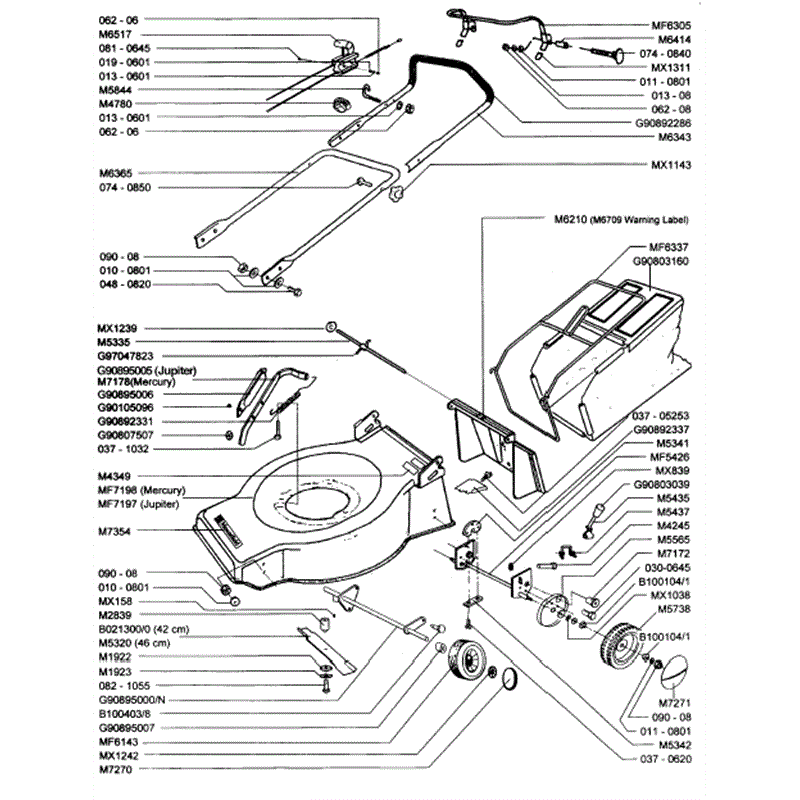 Mountfield Mercury-Jupiter (MP86802-MP86602) Parts Diagram, Page 1