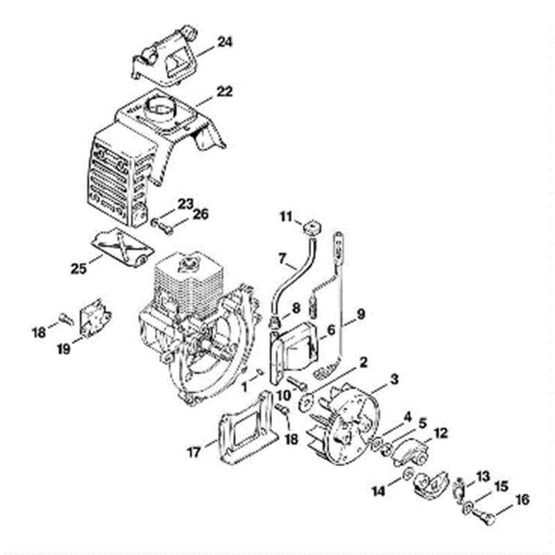 Stihl FS 62 Brushcutter (FS62R) Parts Diagram, C-Ignition system, Clutch
