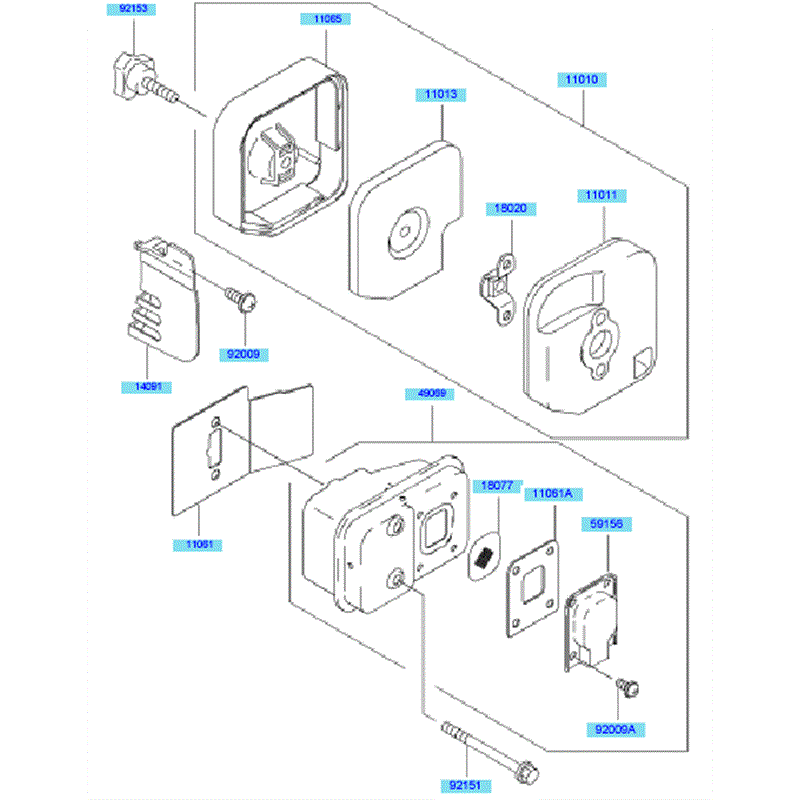 Kawasaki KHS750A  (HB750B-BS50) Parts Diagram, Air Filter & Muffler
