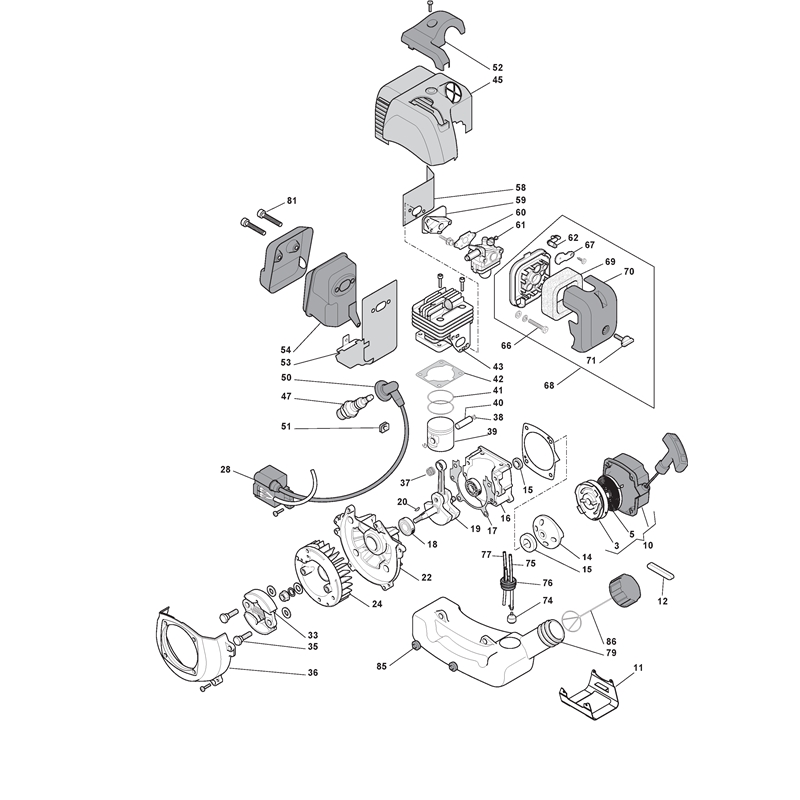 Mountfield BJ 335 Petrol Brushcutter [285320003MO9] (2009) Parts Diagram, Engine