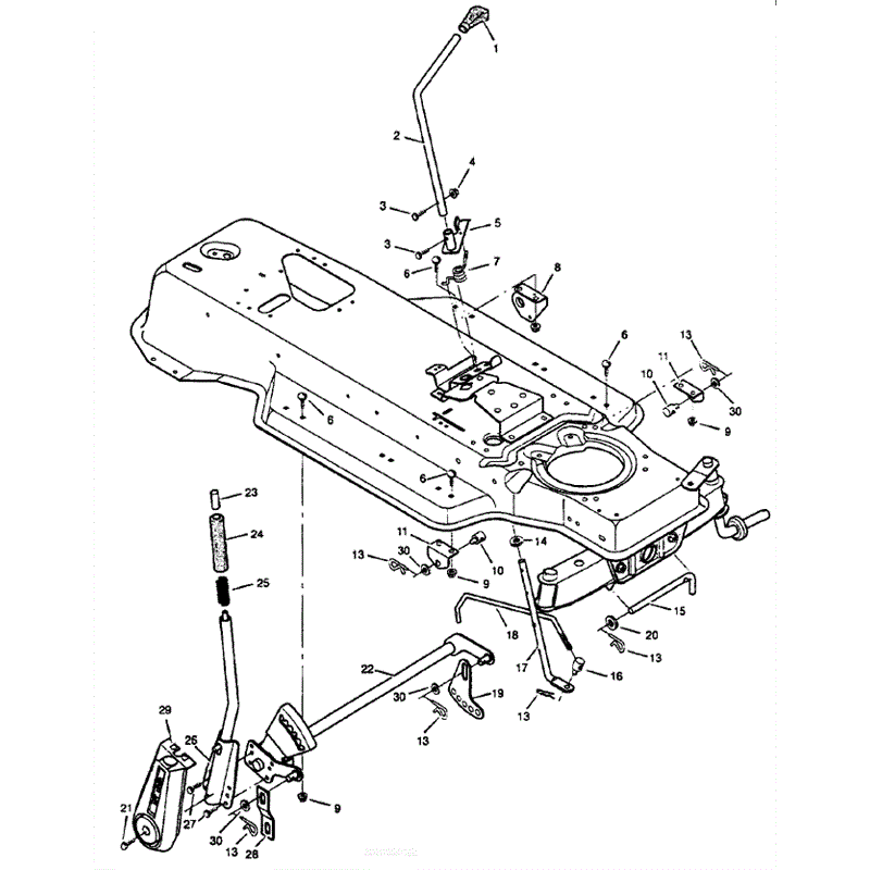 Hayter 12/30 (143P001001-143P099999) Parts Diagram, Mower Housing Suspension