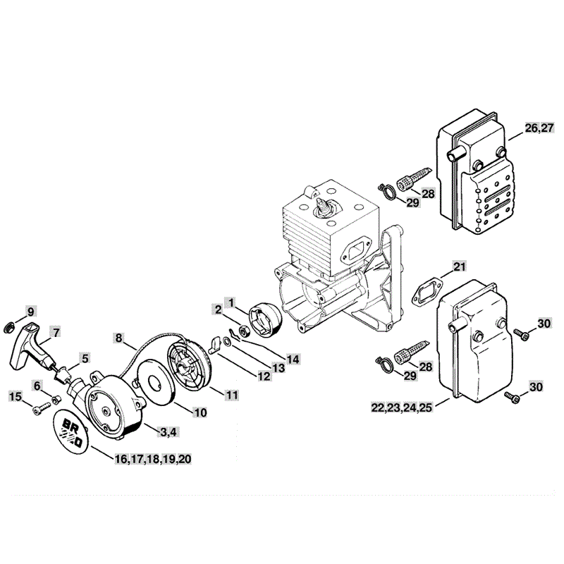 Stihl BR 420 Backpack Blower (BR 420) Parts Diagram, Rewind Starter