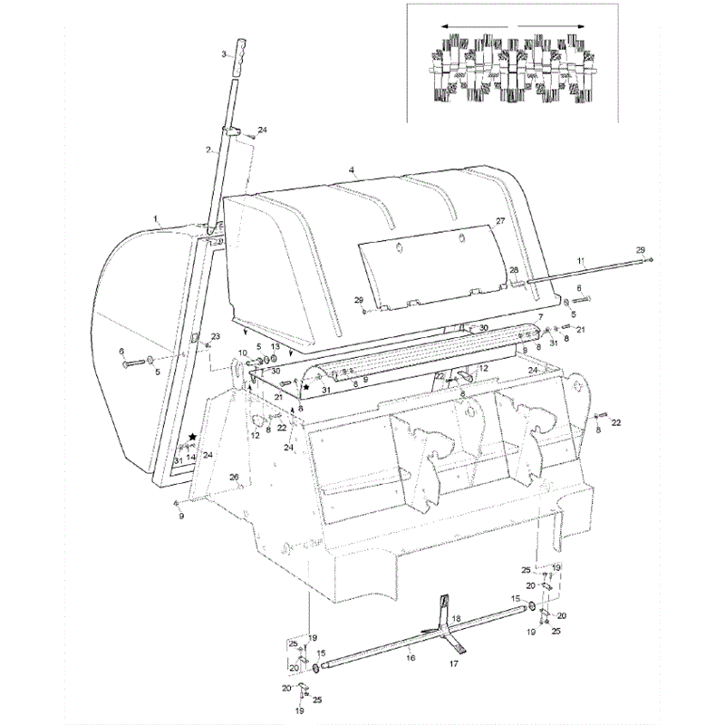 Hayter 18/42 (ST42) (151A001001-151A099999) Parts Diagram, Hopper/Brush Assembly