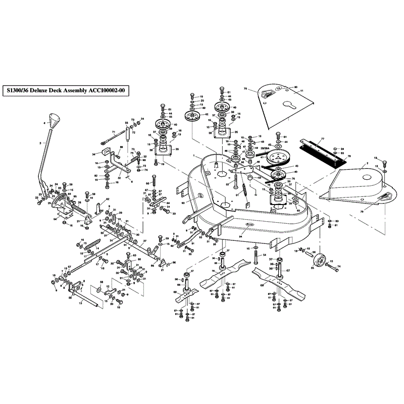 Westwood S1300 Deluxe 36" Tractor  (1998) Parts Diagram, Page 1