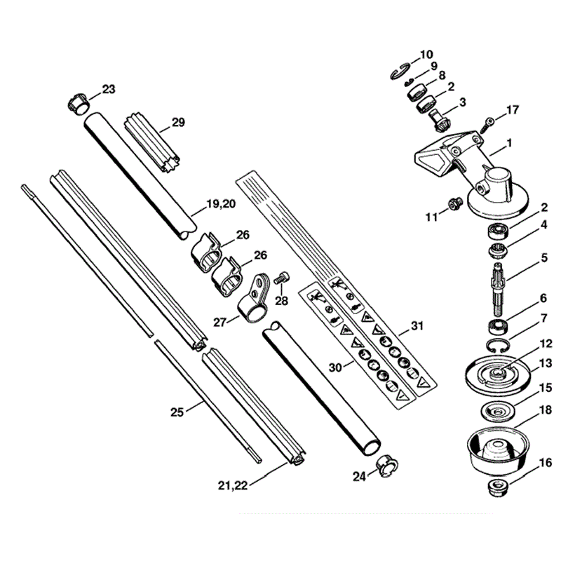 Stihl FS 250 Brushcutter (FS250R) Parts Diagram, Gear head, Drive tube