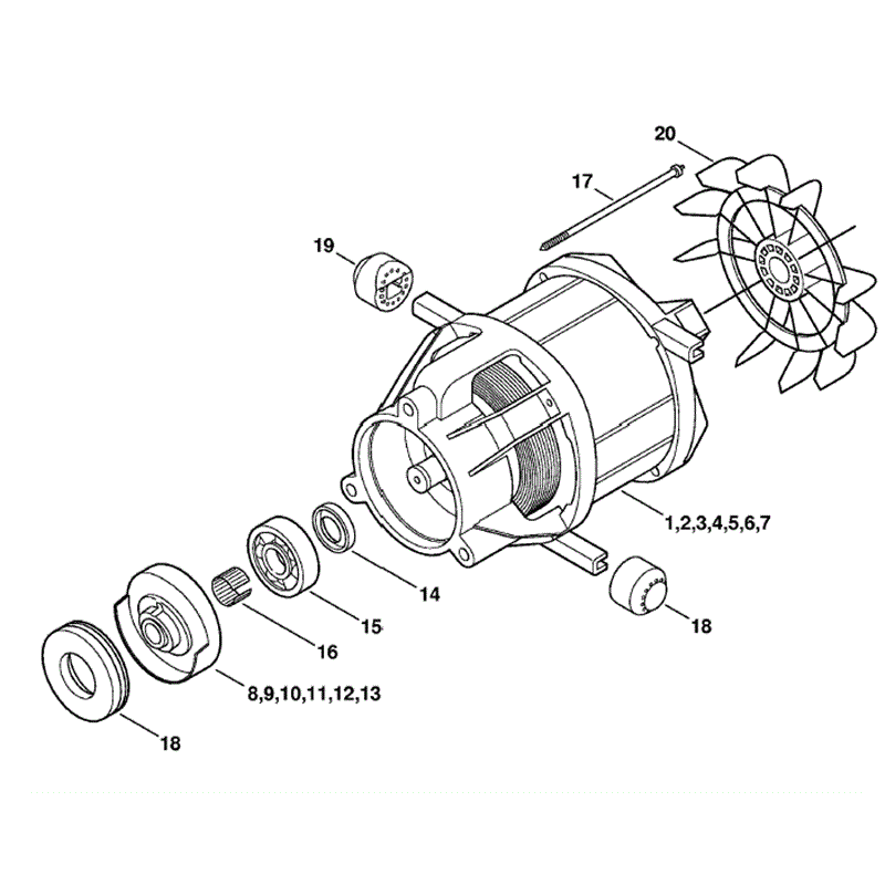Stihl RE 162 PLUS Pressure Washer (RE 162 PLUS) Parts Diagram, Electric motor