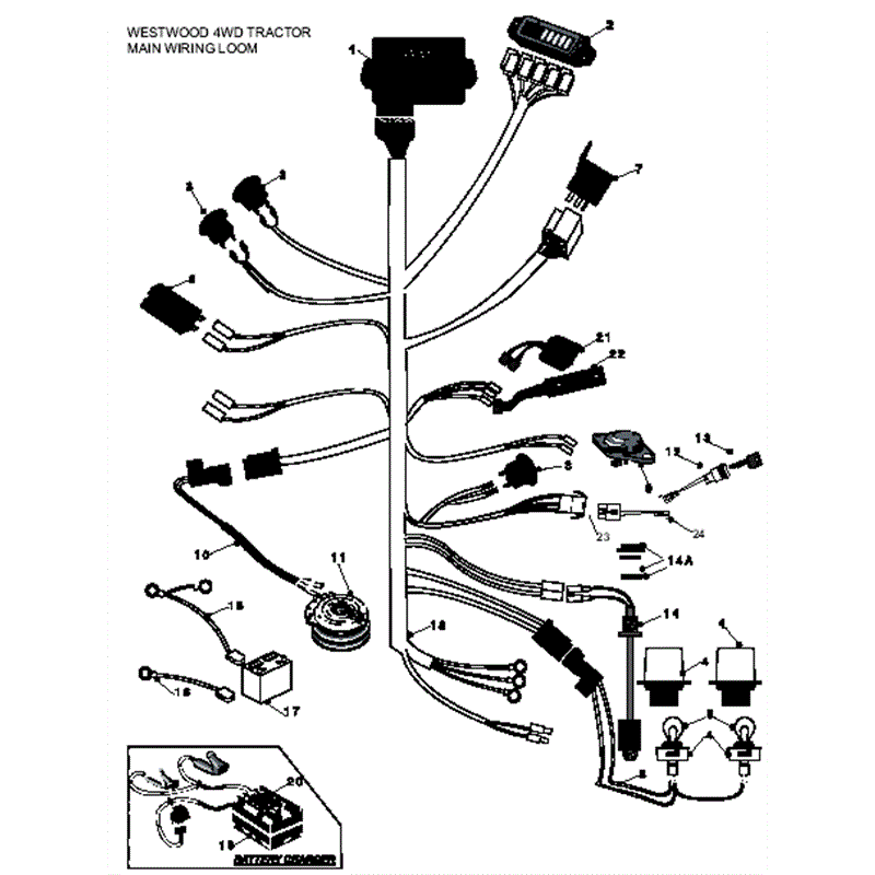 Westwood T Series 4WD B&S From 01/2008 on (2008 On) Parts Diagram, Main Wiring Loom