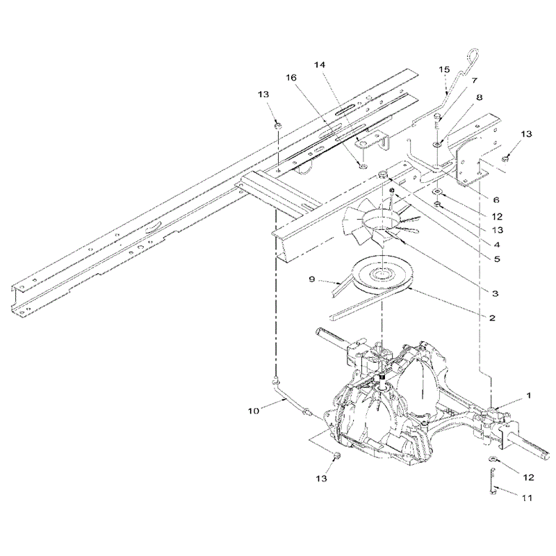 Hayter 17.5/38 Side Discharge (135E280000001 onwards) Parts Diagram, Hydro Transaxle Assembly