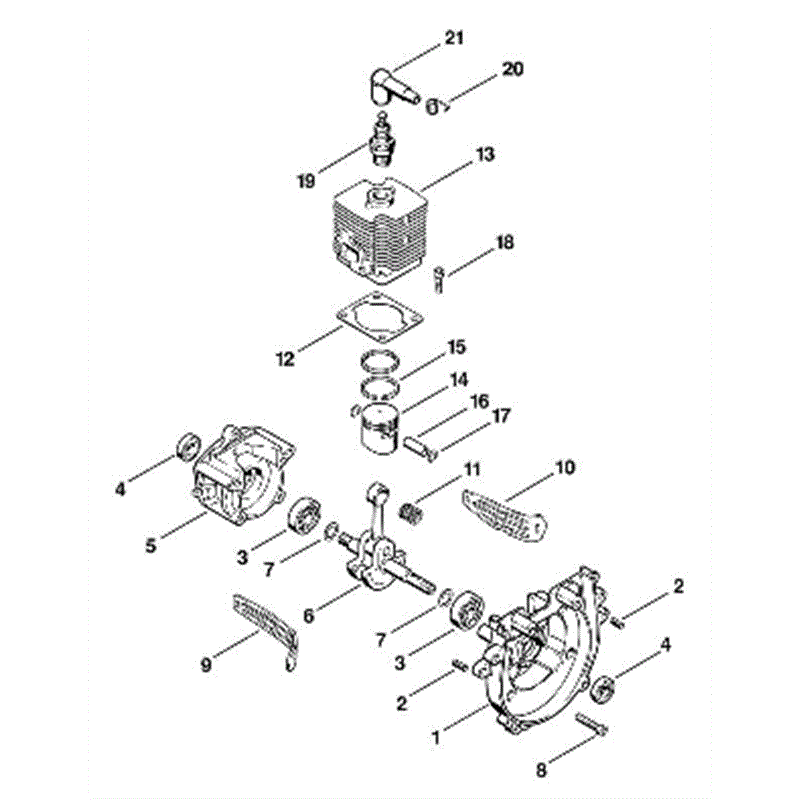 Stihl FS 66 Brushcutter (FS66R) Parts Diagram, A-Crankcase, Cylinder