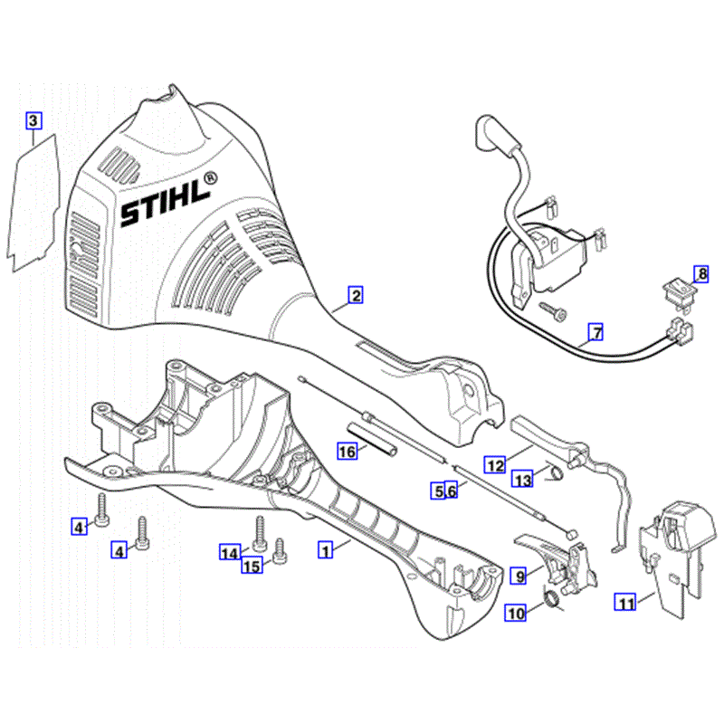 Stihl FS 55 Brushcutter (FS55) Parts Diagram, Engine Housing-wrap around handlebar