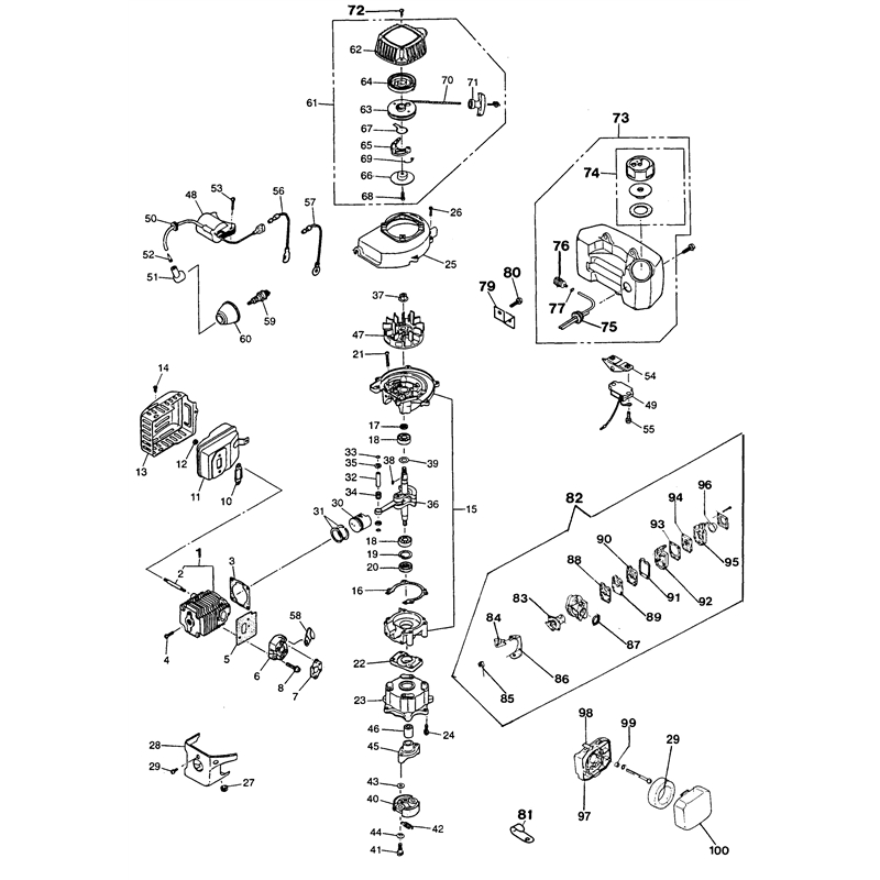 Oleo-Mac HT 22 (HT 22) Parts Diagram, Motor assy