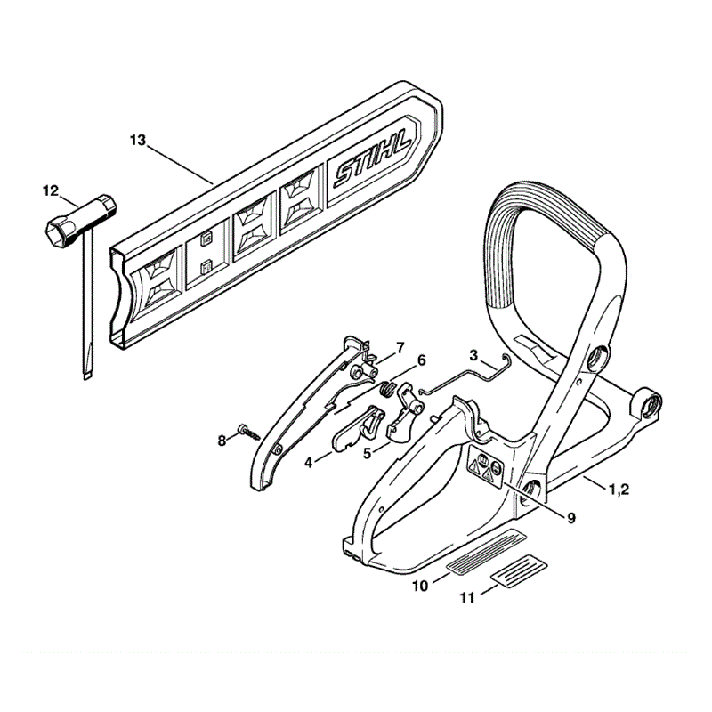Stihl MS 180 Chainsaw (MS180C-B D) Parts Diagram, Handle frame