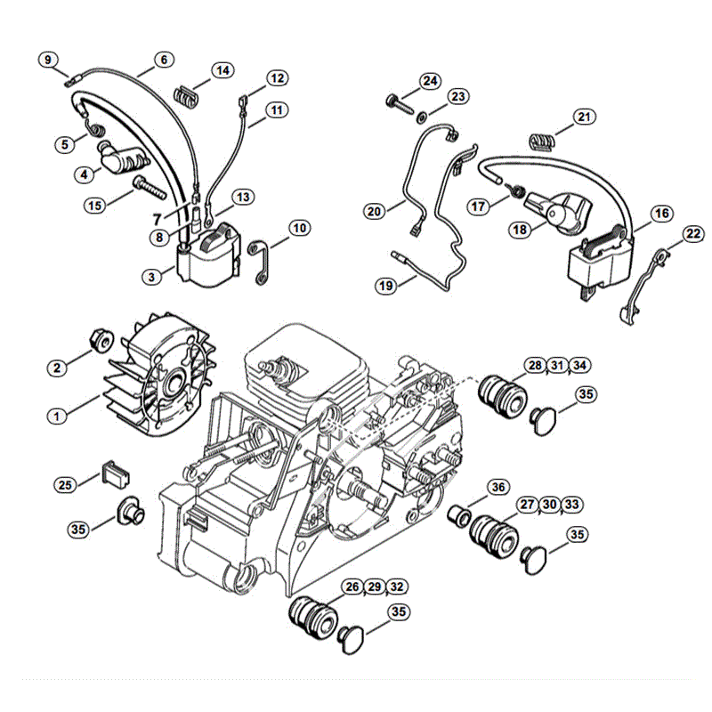 Stihl MS 170 Chainsaw (MS170 2-MIX) Parts Diagram, Ignition